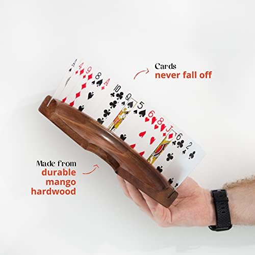גניום משחקי עץ קלפי מחזיק מתאים עד 25 קלפים | מושלם לילדים, קשישים או פשוט כדי לשמור על הידיים שלך משלוח